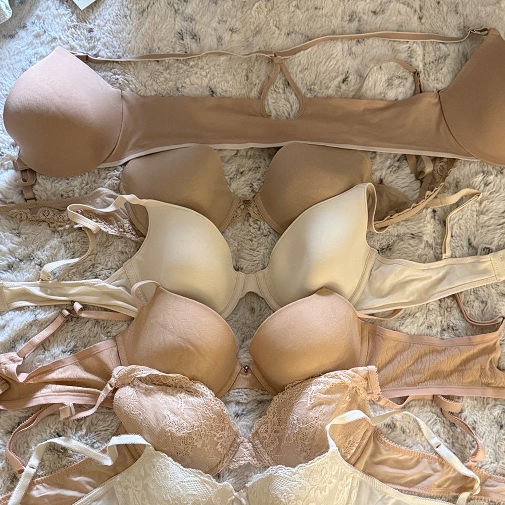 Elegant Beige and Cream Lace Bra Set